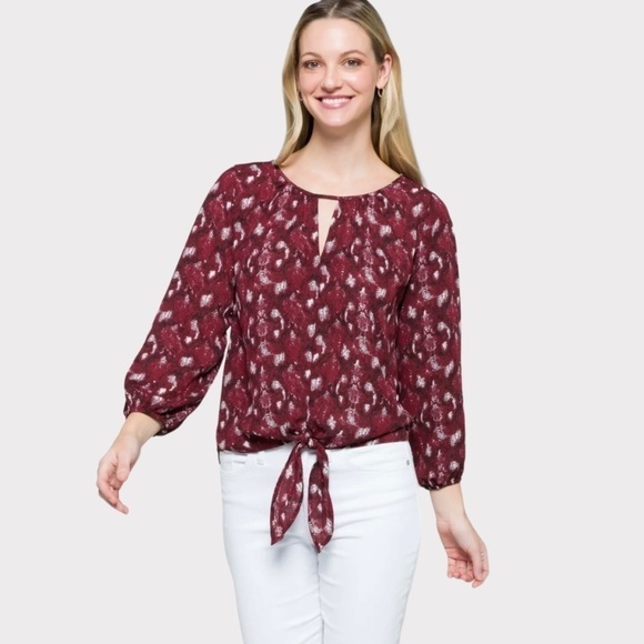Stitch Fix West Kei Casiya Tie Front Blouse Top Burgundy
